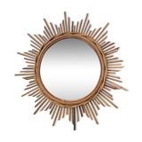 Vintage rattan sun mirror