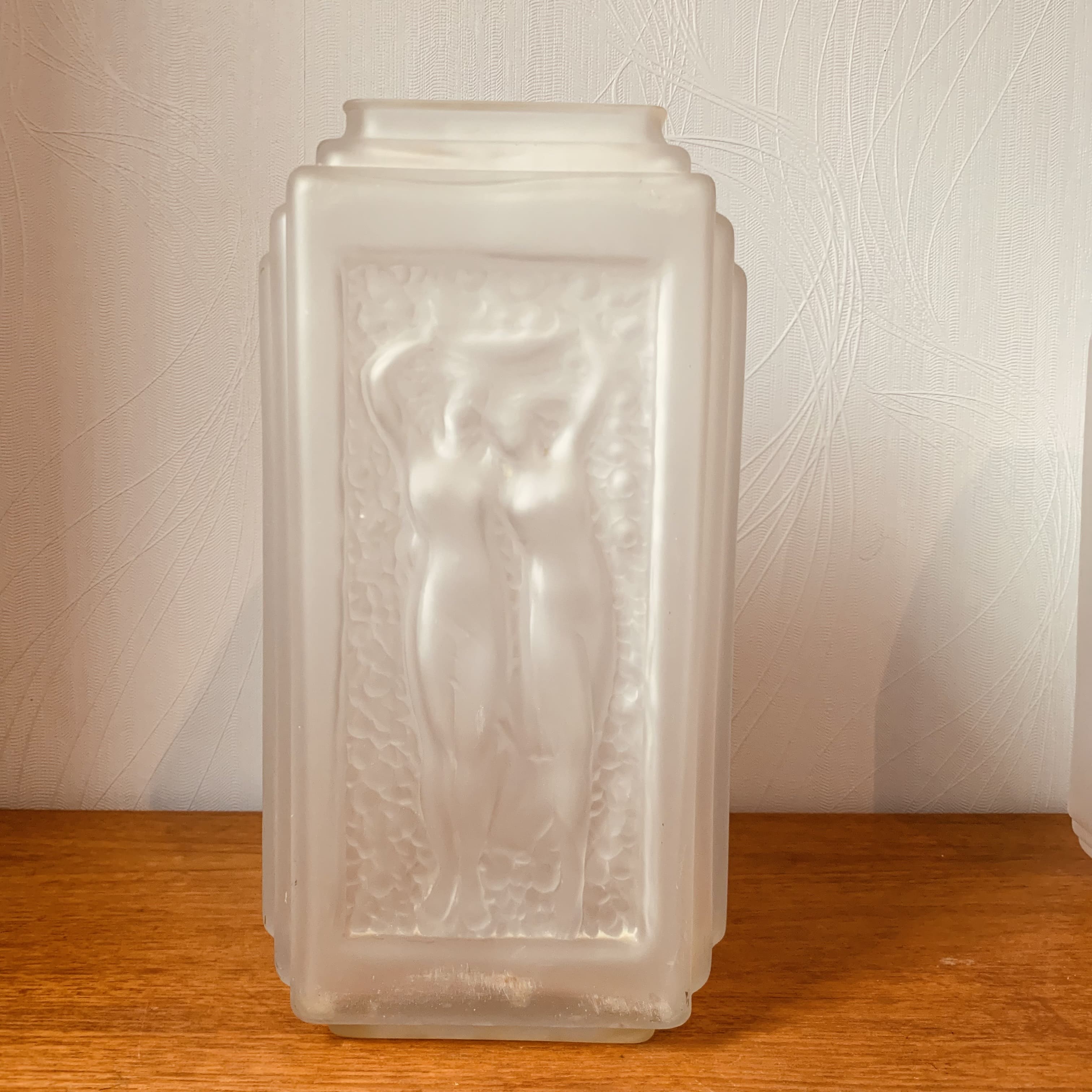 Ancienne paire de grand vase art deco verre depoli signé