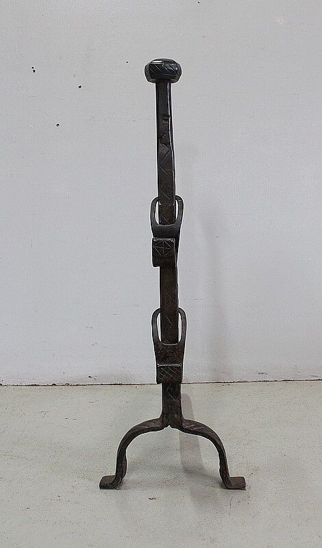 Pair of wrought iron chenets - late nineteenth century