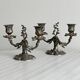 antique candlesticks set of 2 metal patina