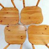 Rainer Daumiller style set of 4 brutalist pine chairs