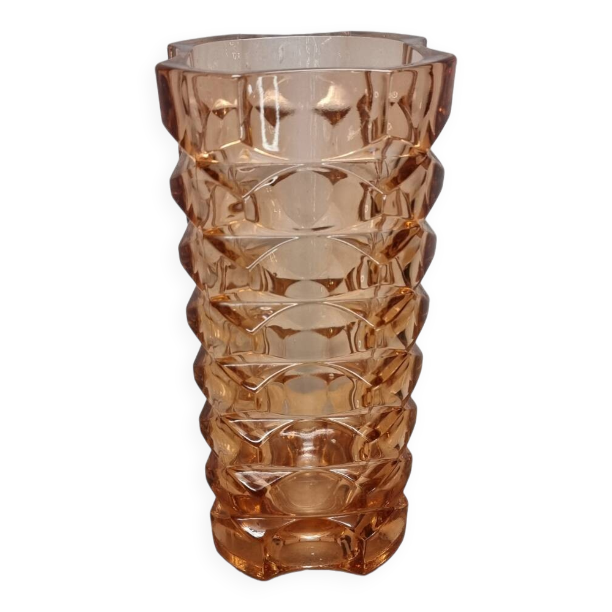 French Vintage Rosaline Pressed Glass Vase