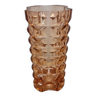 French Vintage Rosaline Pressed Glass Vase