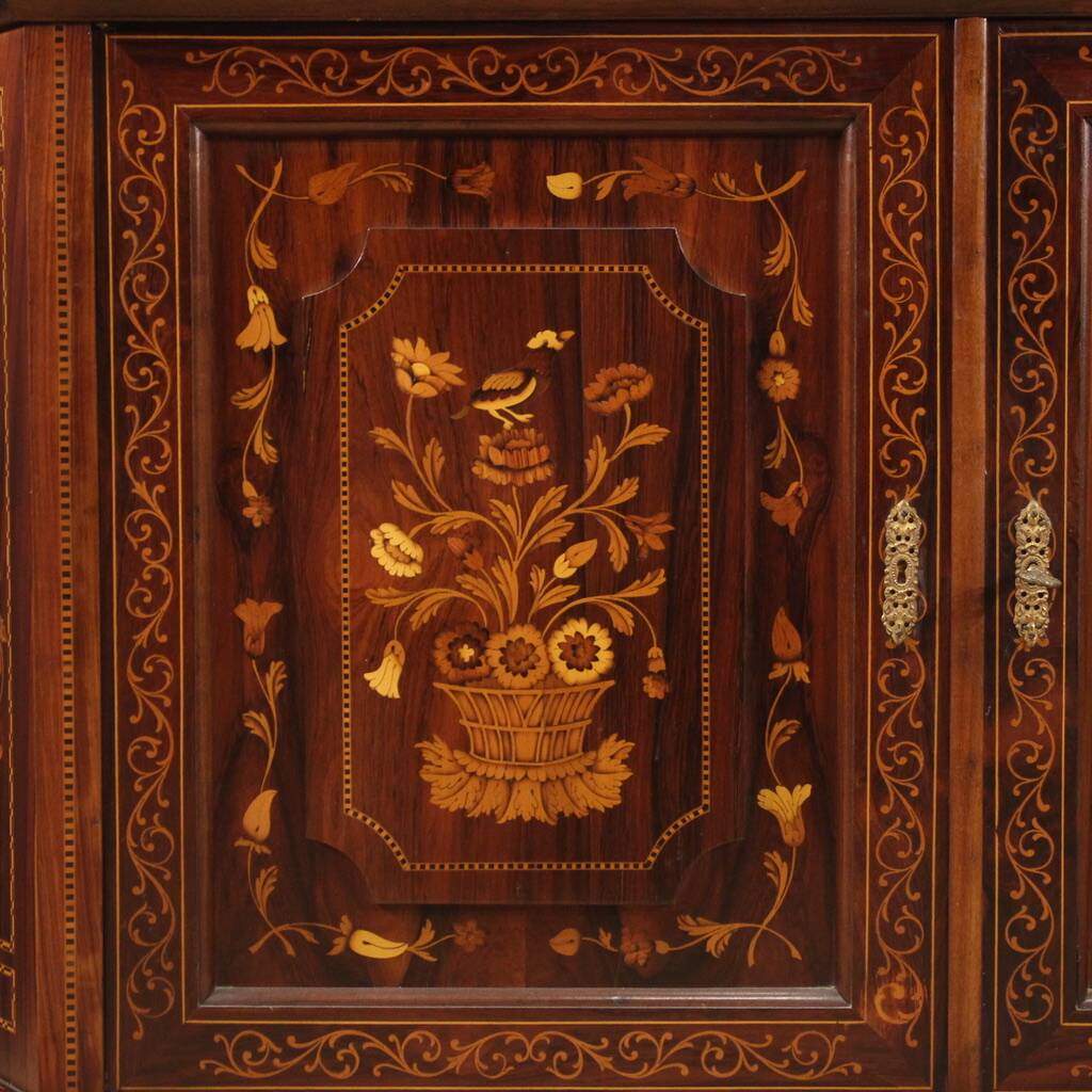 Elegant 20th Century Dutch Inlaid Display Cabinet