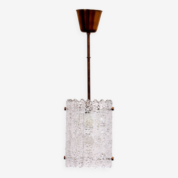 Brass and glass hanging lamp by Carl Fagerlund for Orrefors, Sweden