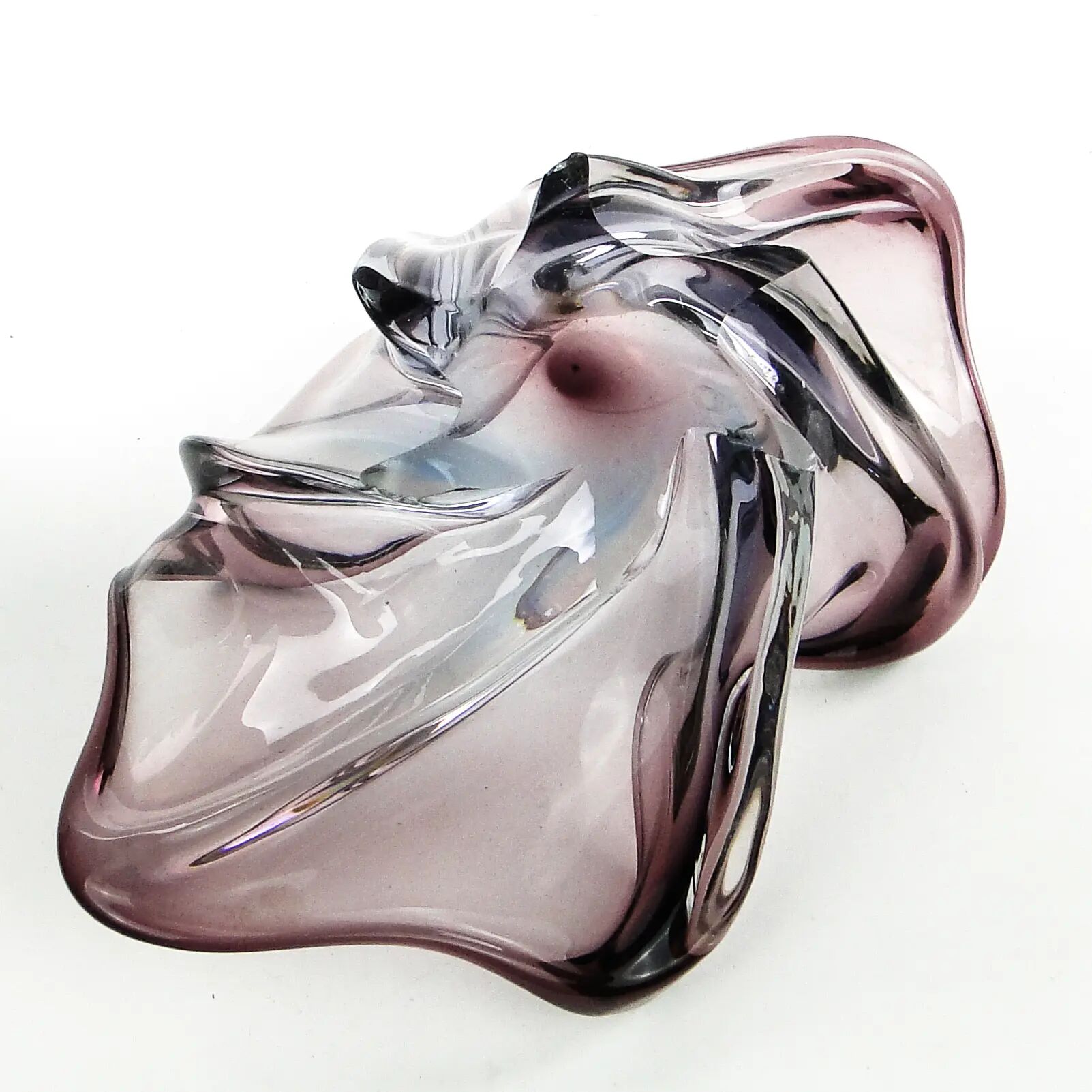 Sommerso bowl, mid-century modern, purple glass, Murano, Italy, 1950s