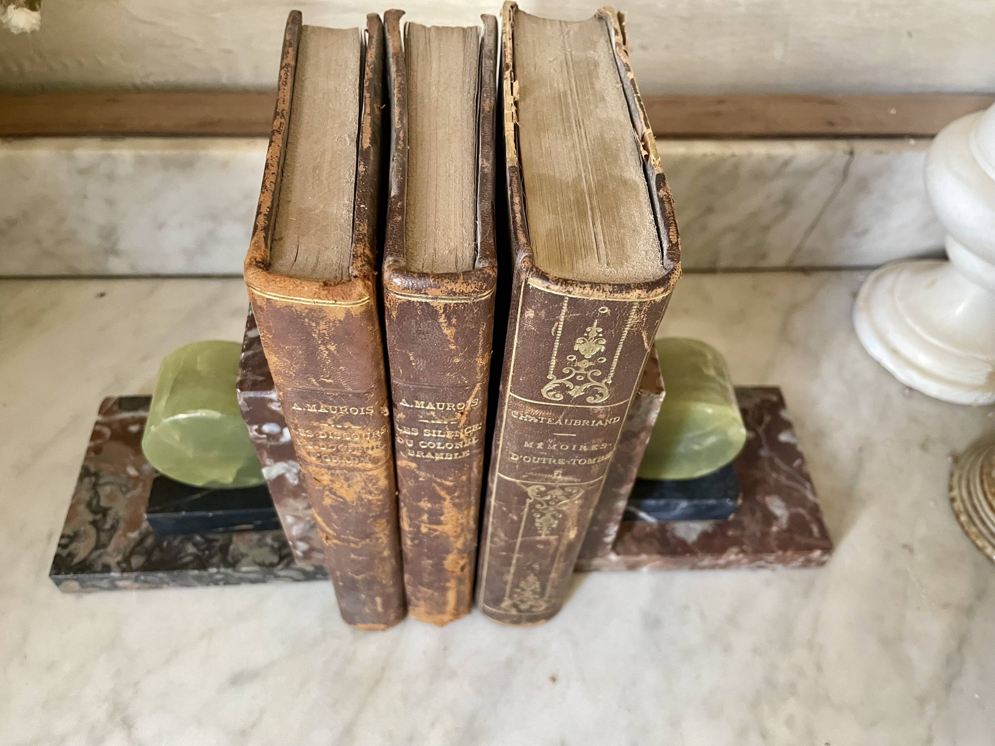 pair of marble and onyx Art Deco bookends