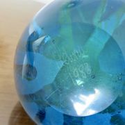 Ball vase, Mdina, Malta, signed, in blue blown glass, year 1983