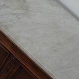 Antique French Pitch Pine & Marble Shop Counter Cabinet / Kitchen Island, 1