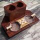 Art Deco period smoking case in burl wood and marquetry