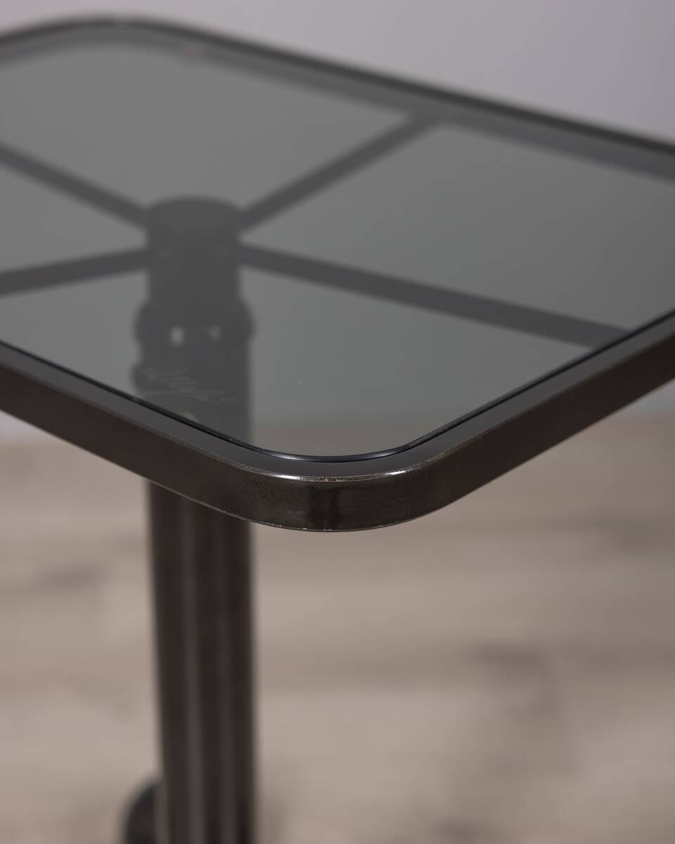 Vintage 1970s side table trolley in black metal and glass by allegri parma