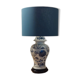 Lampe en porcelaine de Paris bleue et blanche peinte à la main, vers 1980