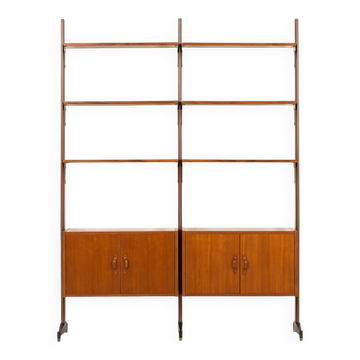 Italian free standing wall unit in teak, 1960s