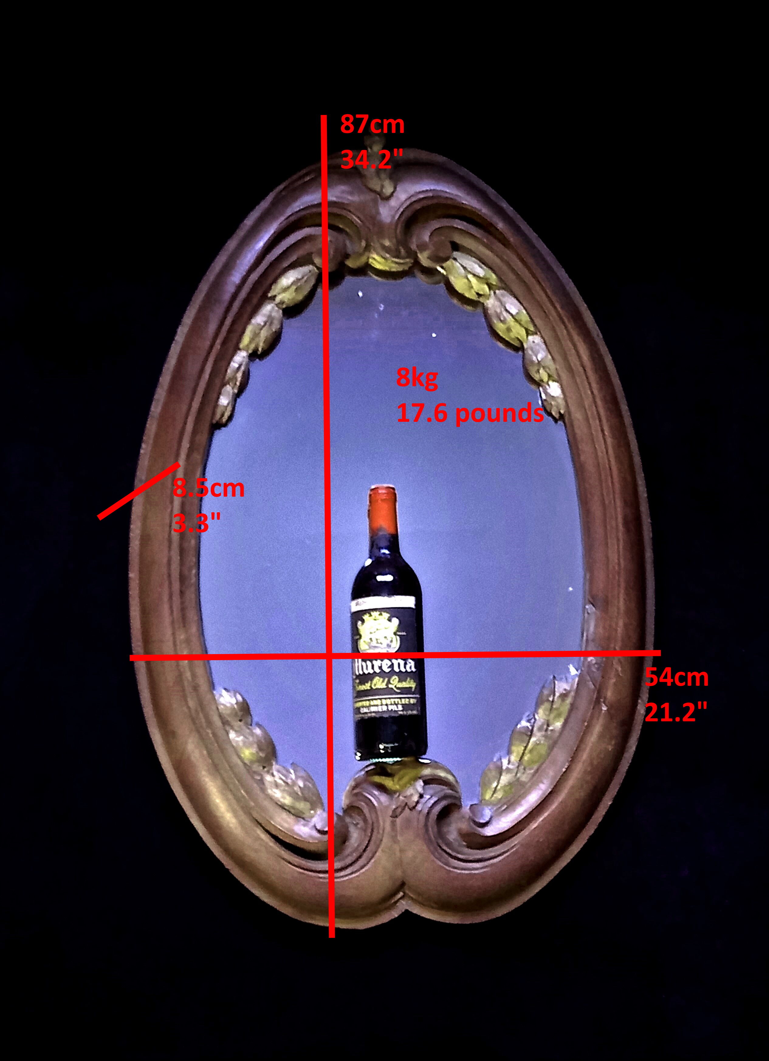 Mirror carved in oak with golden laurel leaves - early 19th century