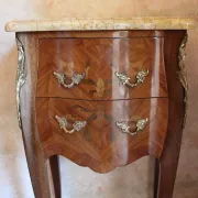 Louis XV style bedside table in marquetry rosewood
