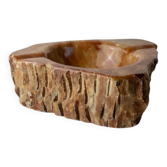 Large Vintage Alabaster Ashtray - Multicolored Stone, Handcrafted in Italy, 1960s