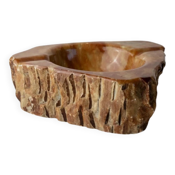 Large Vintage Alabaster Ashtray - Multicolored Stone, Handcrafted in Italy, 1960s