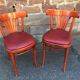 Pair of restaurant chairs curved wood imitation vintage leather 1970s