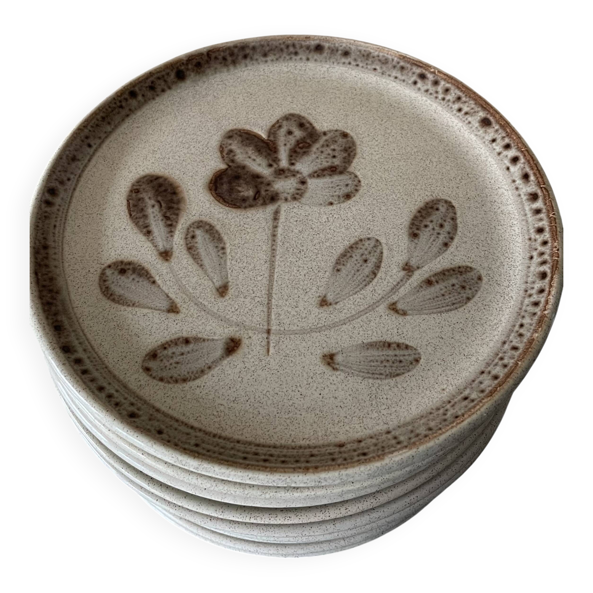 Set of 6 Sarreguemines stoneware dessert plates, Jocelyne pattern