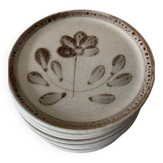 Set of 6 Sarreguemines stoneware dessert plates, Jocelyne pattern