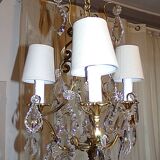 Antique Brass Chandelier with Antique Tassels and Lampshades