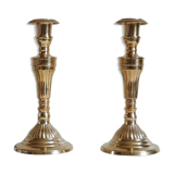 Paire de chandeliers vintage en laiton style art déco à poser sur une console