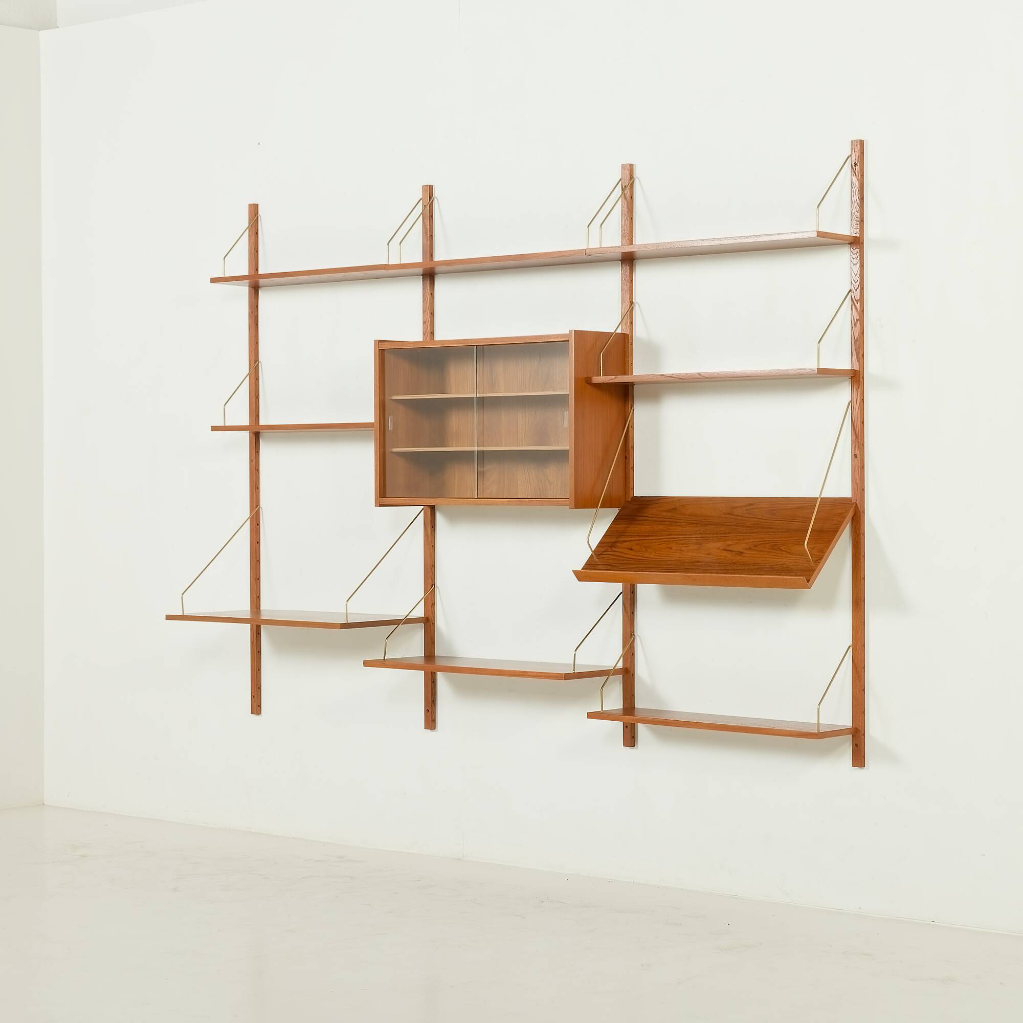 Danish vintage teak wall unit attributed to Preben Sorensen, 1960s