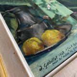 HSP painting "Bouquet of forsythia with lemons" signed A. Gabillet 1942