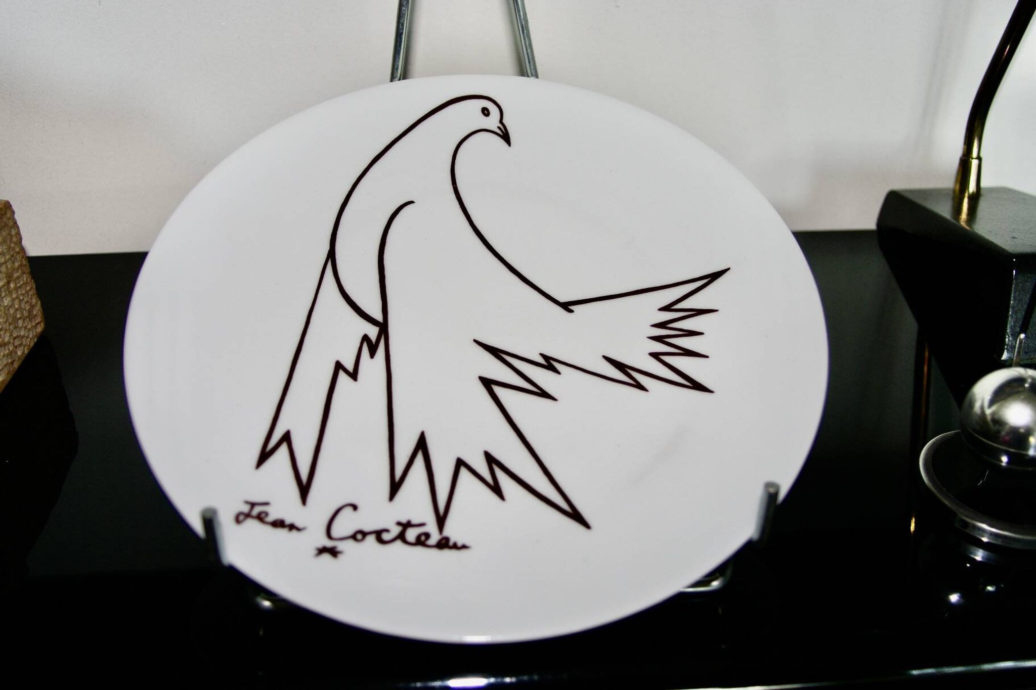 Assiette vintage en porcelaine de jean cocteau 1970