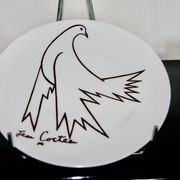 Assiette vintage en porcelaine de jean cocteau 1970