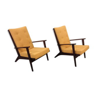 Pair of mid-century mustard yellow lounge chairs from Parker Knoll, 1950s