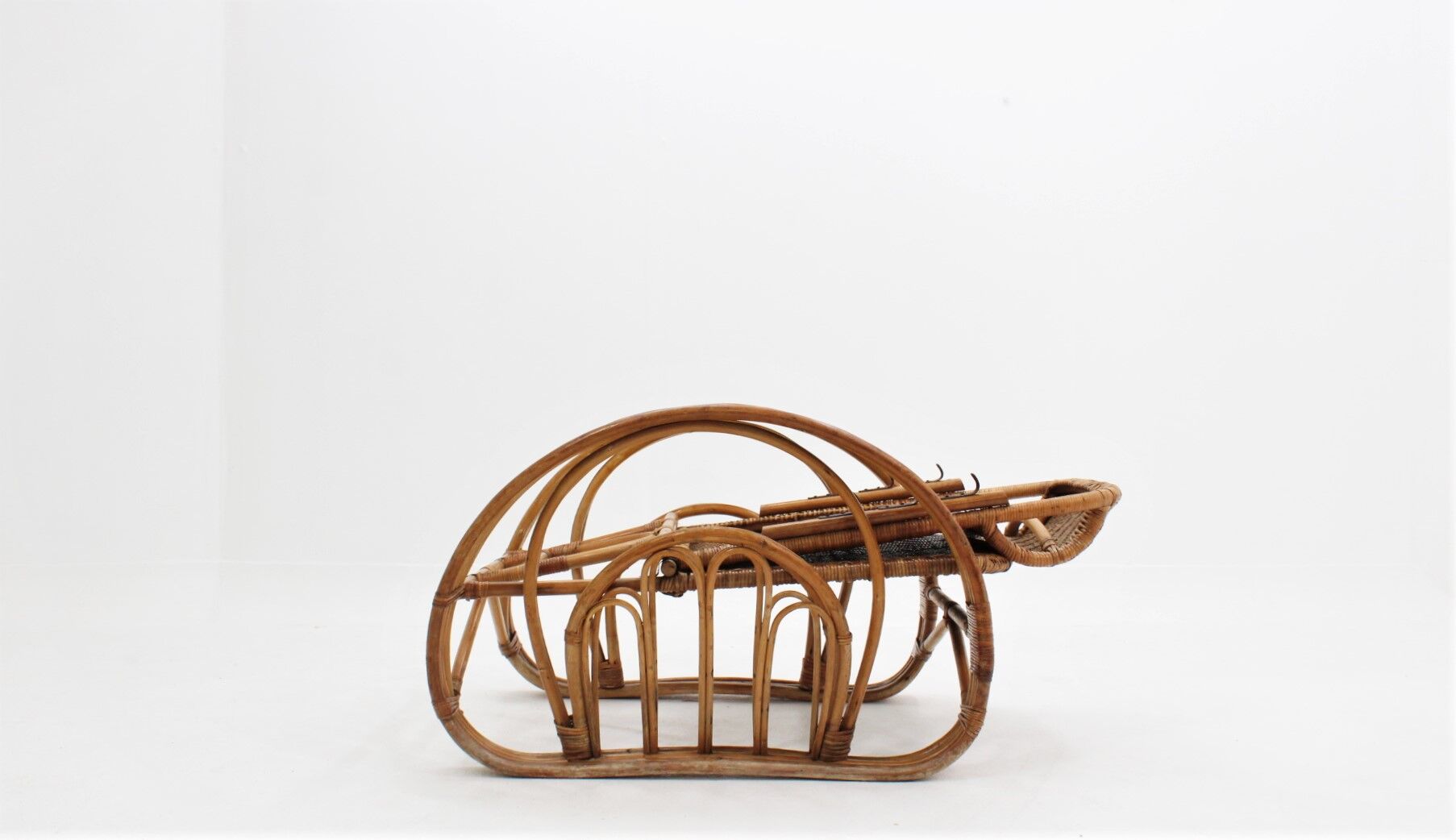 Italian recliner rattan armchair 1950