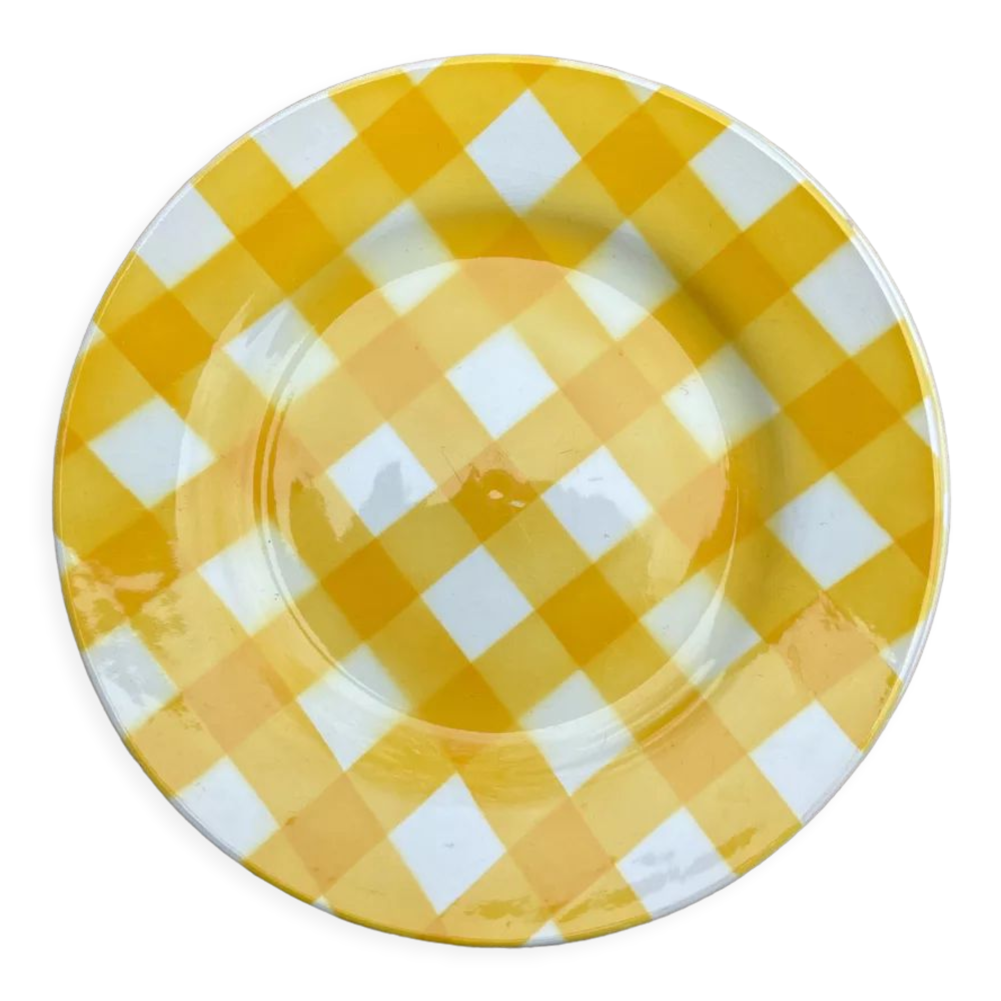 Yellow Scottish pattern plate from the Digoin manufacture