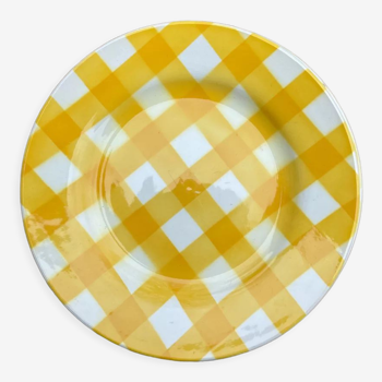 Assiette motif écossais jaune de la manufacture Digoin