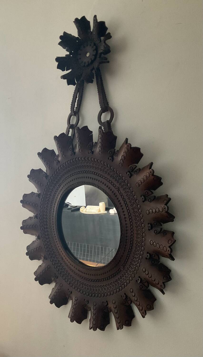Vintage leather mirror