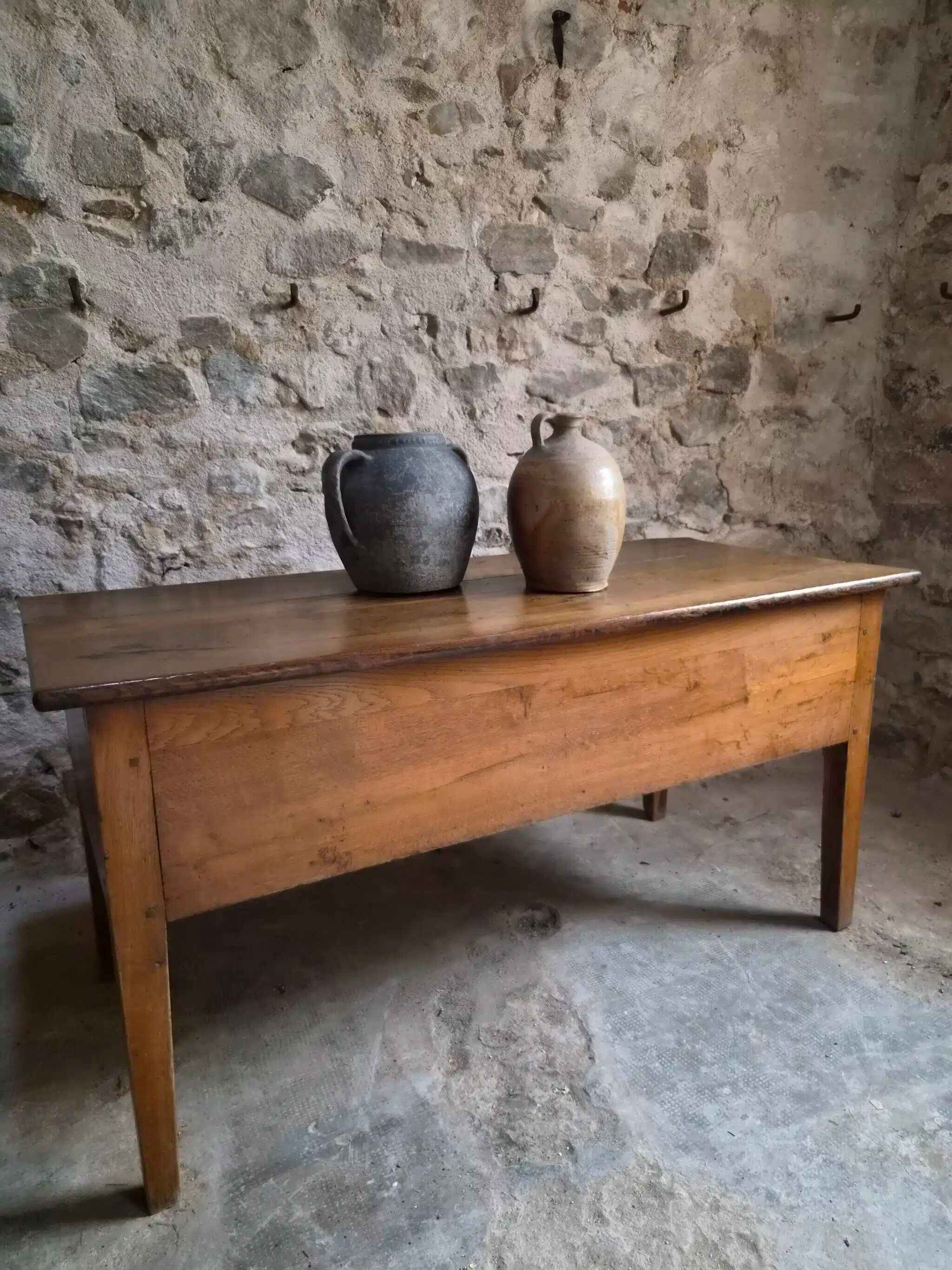 Antique oak flour chest from France, 19th century.