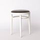 Vintage Thonet Stool – White Lacquered Wood & Brown Leather – 1990s–2000s
