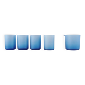 Vintage frosted blue service set – 4 glasses and 1 jug