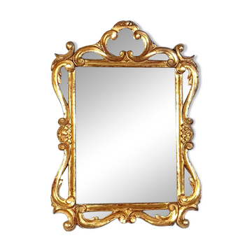 Antique mirror with carved wooden frame and gold leaf, 53x37 cm SD207