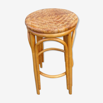 Braided rattan bar top stool