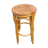 High bar stool in woven rattan