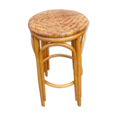 High bar stool in woven rattan