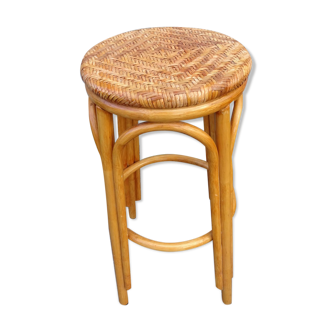 Tabouret haut de bar rotin tressé