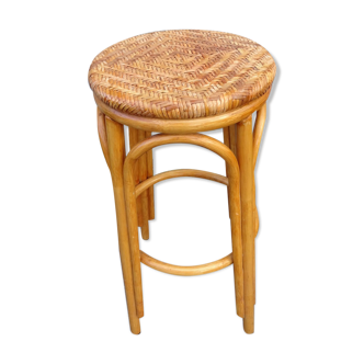 Braided rattan bar top stool