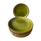 Set of 7 plates of glazed terracotta caps, 1960