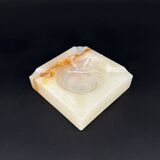 Cendrier vintage en onyx massif – Pierre naturelle sculptée, années 60/70