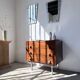 Commode teck poignées cuir 1960