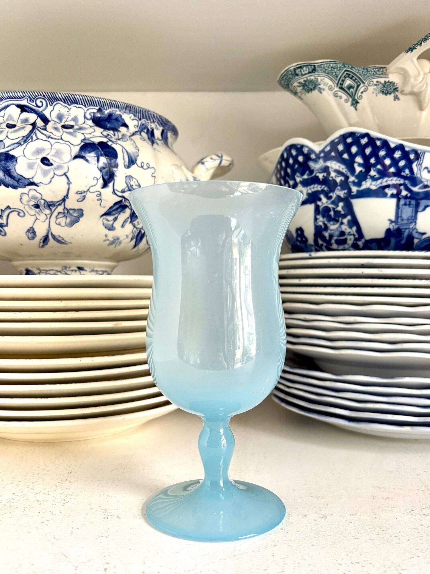 Sky blue opaline vase