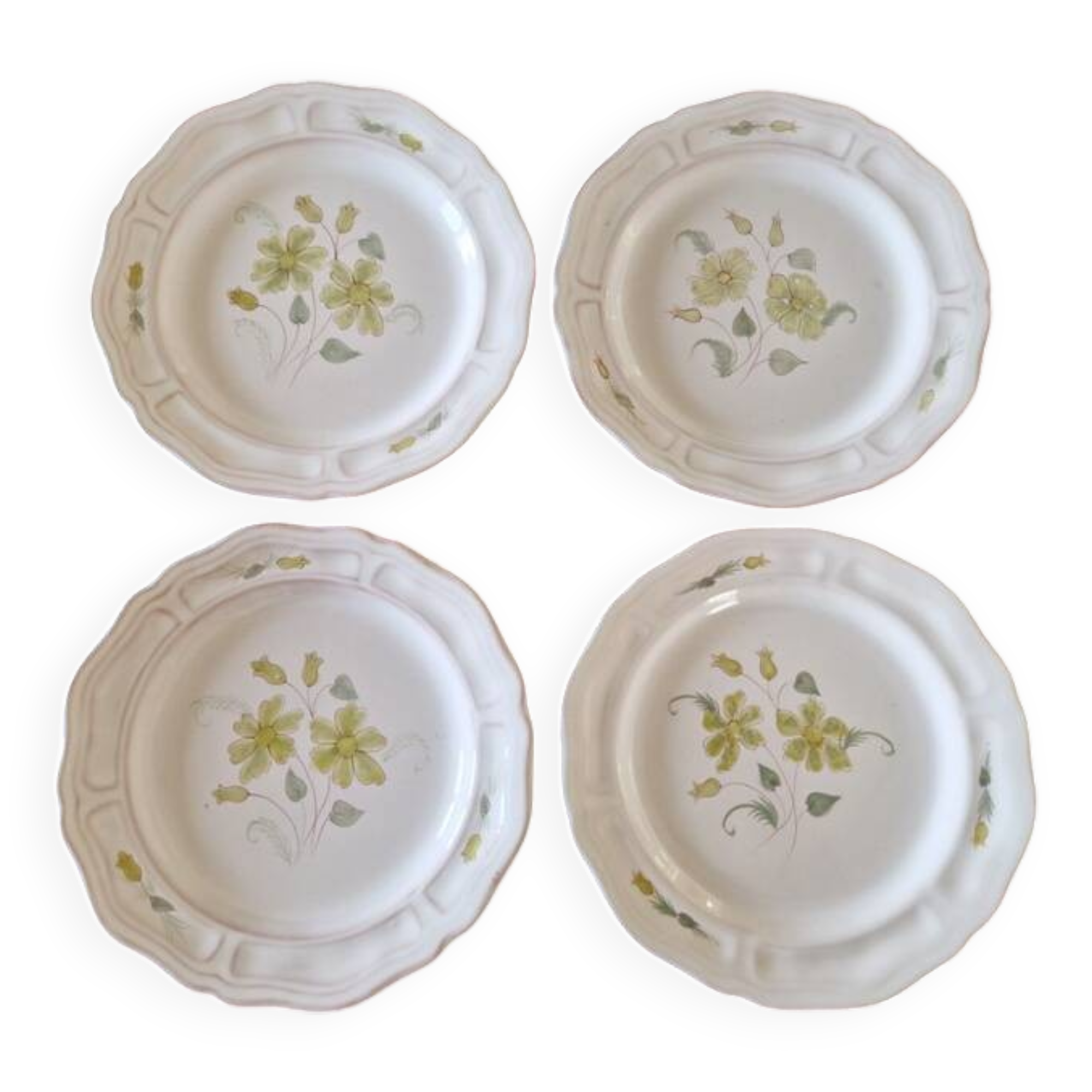 Henriot Quimper - Set of 4 glazed terracotta dessert plates