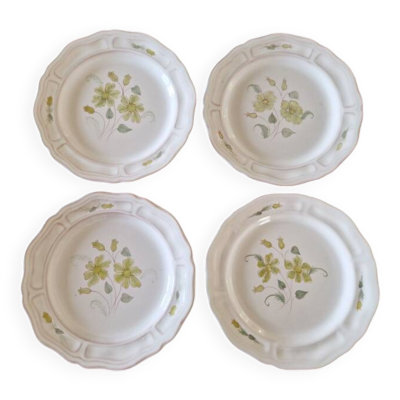 Série de 4 assiettes à dessert en terre cuite émaillée Henriot Quimper